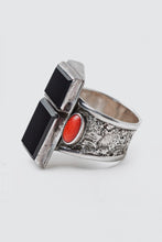 Load image into Gallery viewer, Prism Onyx and Coral Ring
