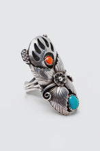 Load image into Gallery viewer, Bearpaw Coral and Turquoise Ring
