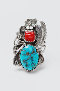 Fuji Coral and Turquoise Ring