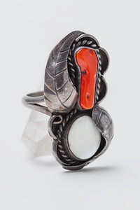 Glow Coral and Mother of Pearl Ring